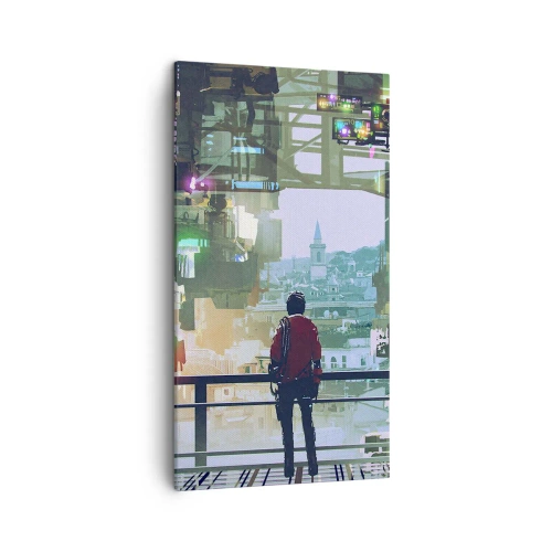 Lærredstryk - Billede på lærred - To verdener - 45x80 cm