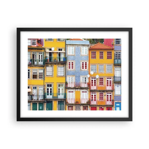 Plakat i sort ramme - Farverne i den gamle bydel - 50x40 cm