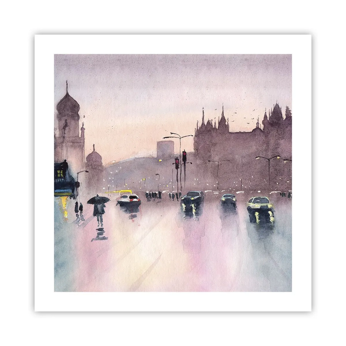 Plakat - I en regnfuld tåge - 50x50 cm