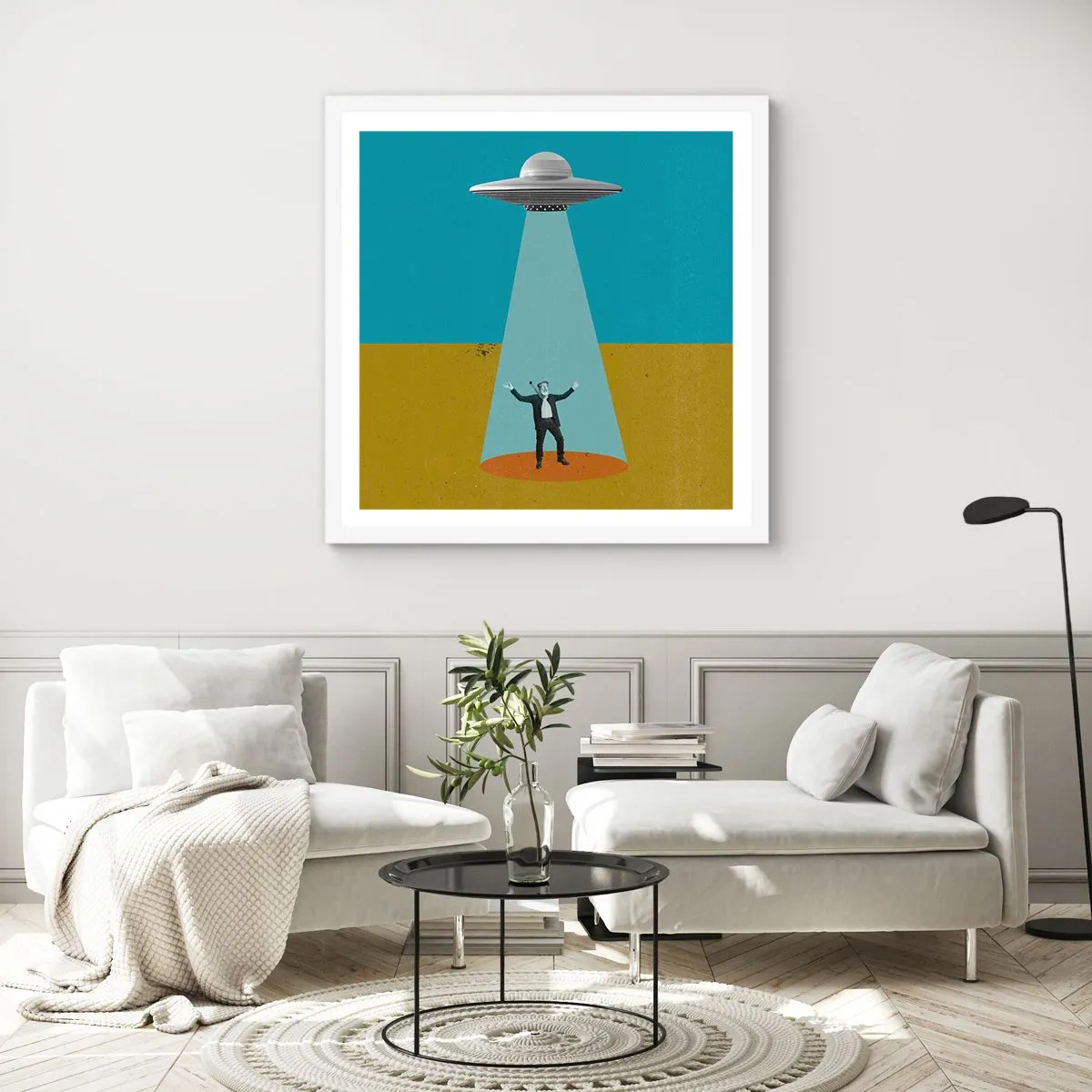 Plakat i hvid ramme - Et tæt møde - 60x60 cm