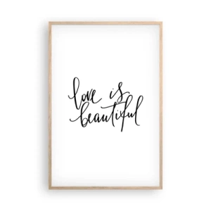 Plakat i ramme af lyst egetræ - Læs og gentag - 61x91 cm