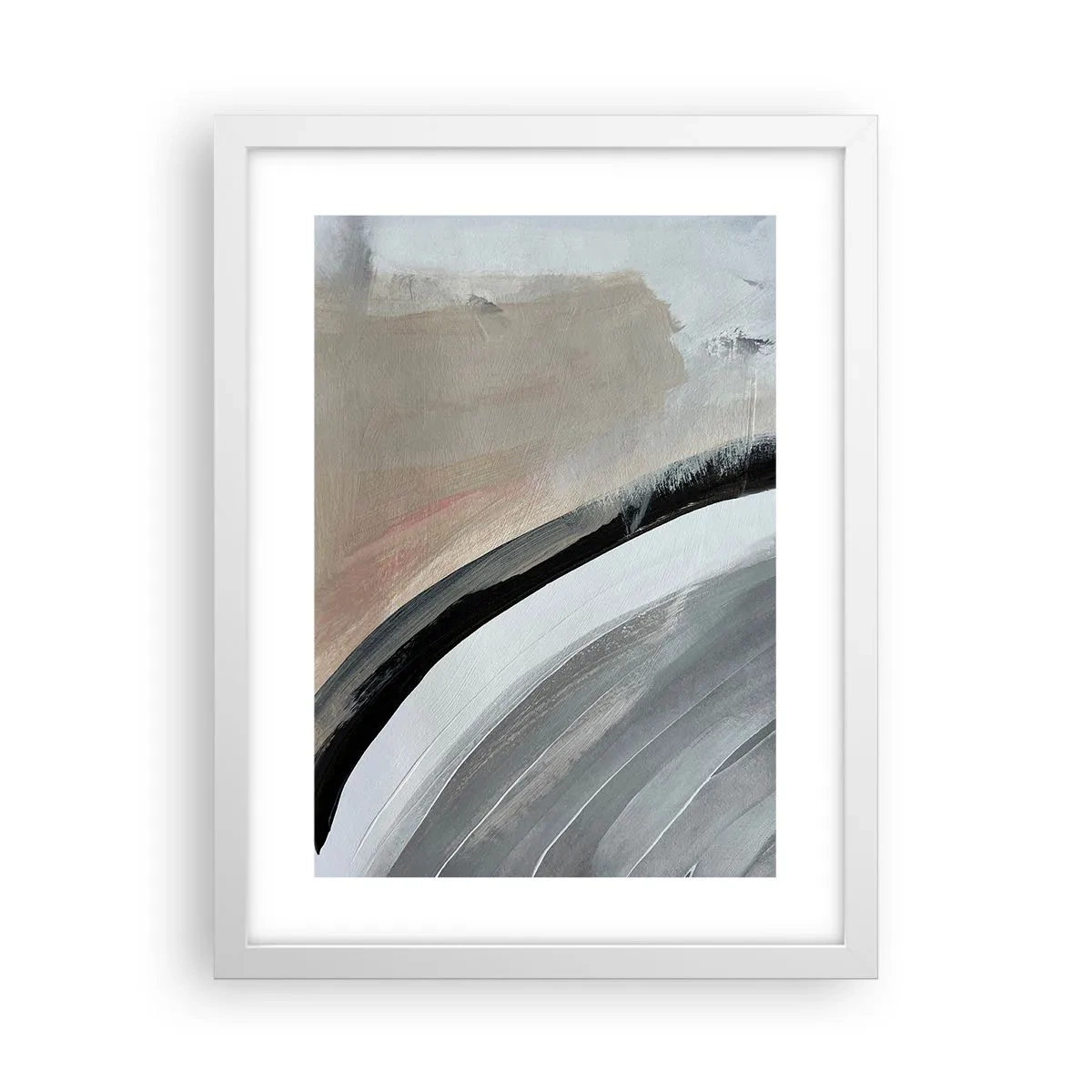 Plakat i hvid ramme - Komposition: en bue af sort og gråt - 30x40 cm