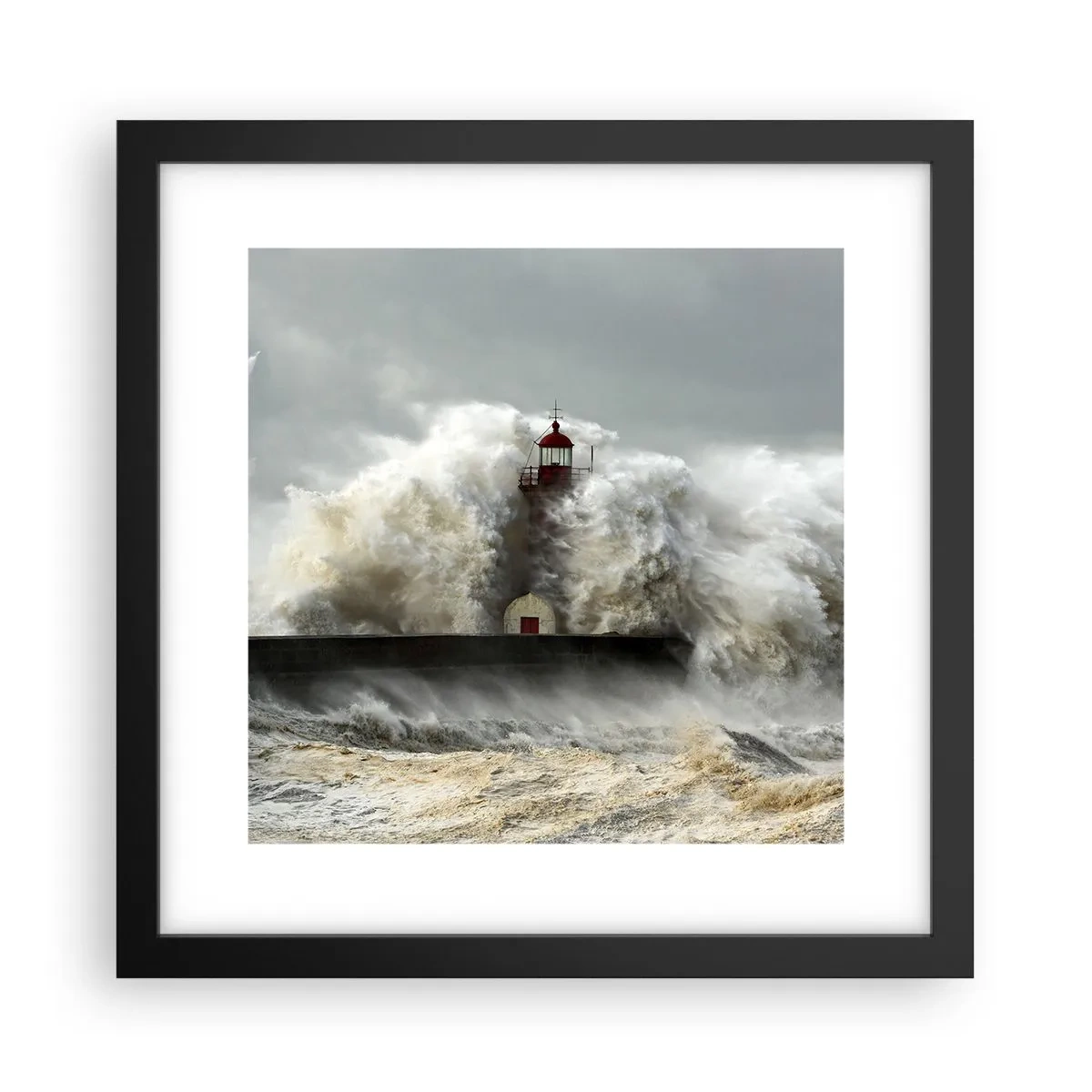 Plakat i sort ramme - Havets vrede - 30x30 cm