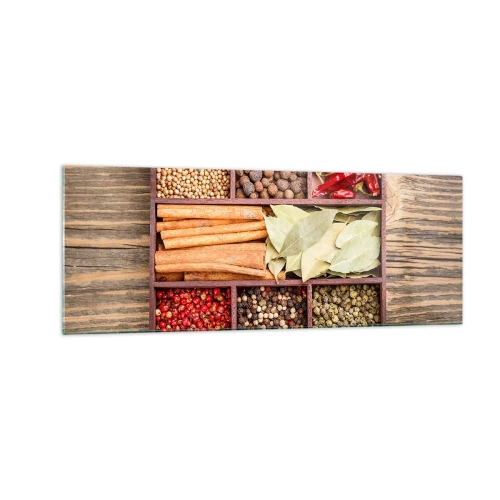 Billede på glas - Orden af former, duftbuket af aromaer - 140x50 cm