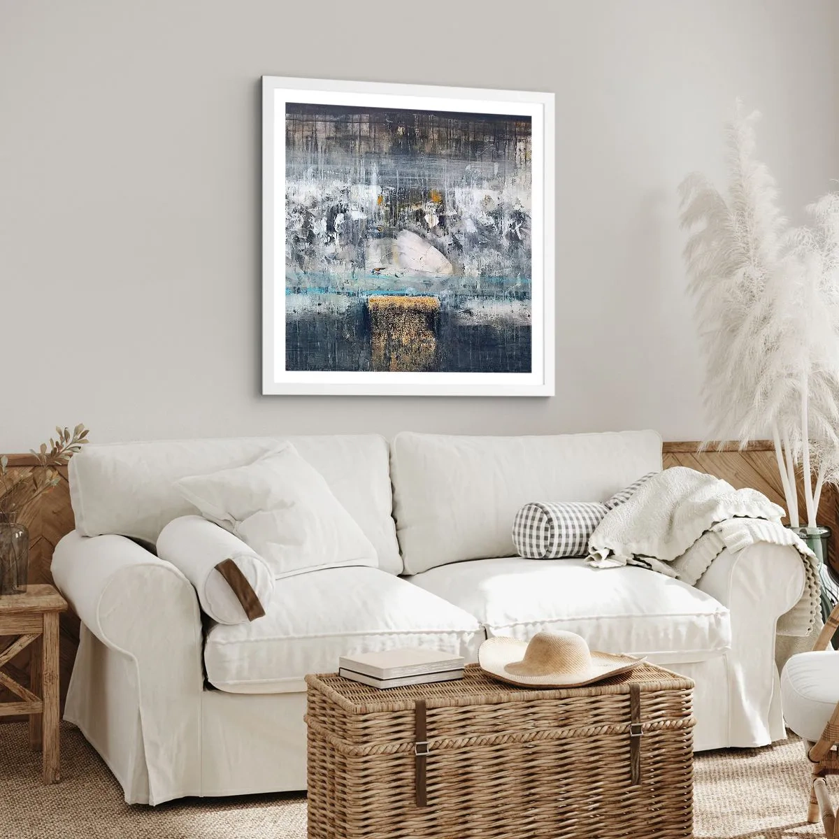 Plakat i hvid ramme - Som på is, som på fortovet - 40x40 cm