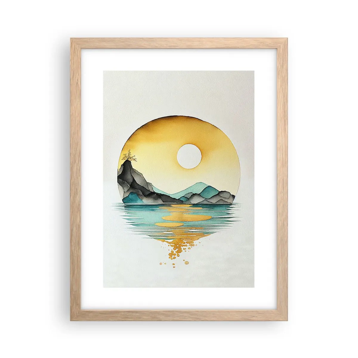 Plakat i ramme af lyst egetræ - I en cirkel af skønhed - 30x40 cm