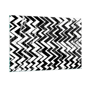 Billede på glas - Zig-hvid, zag-sort - 120x80 cm