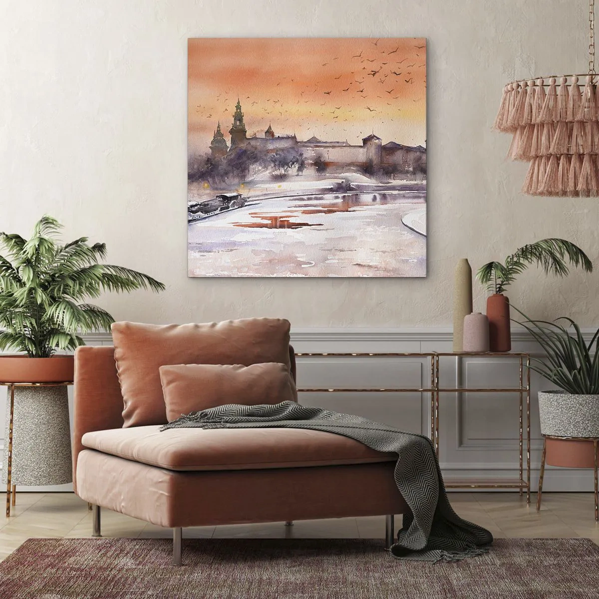 Lærredstryk - Billede på lærred - Kongelig solnedgang - 30x30 cm