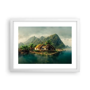 Plakat i hvid ramme - Tropisk paradis - 40x30 cm