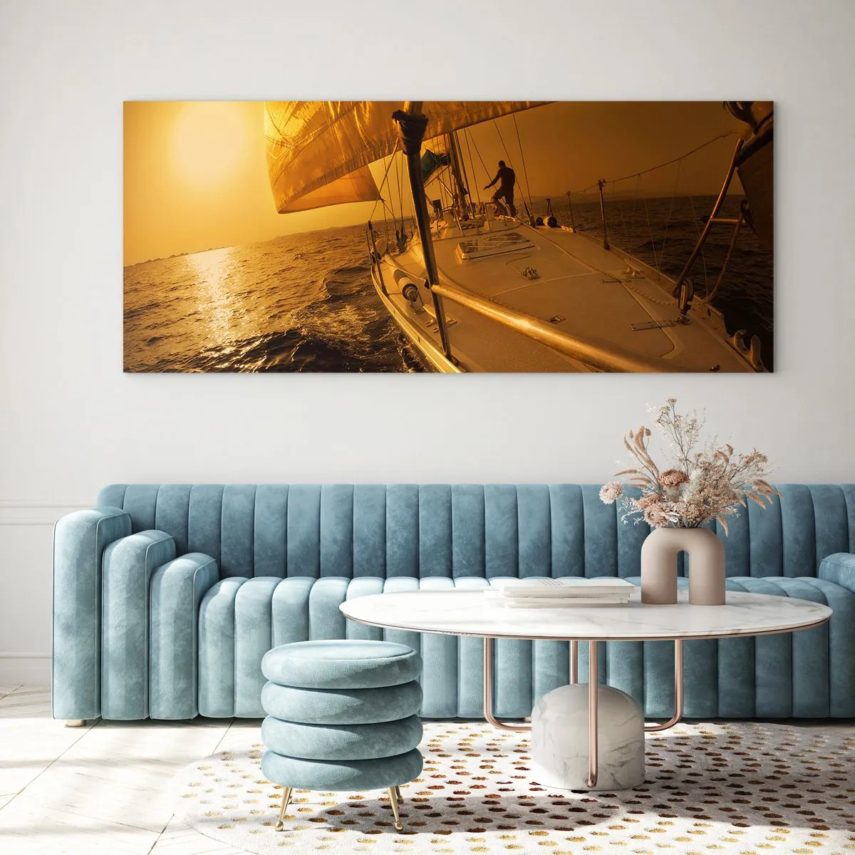 Billede på glas - En gylden aften efter en broget dag - 100x40 cm