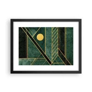 Plakat i sort ramme - Dynamikken i guld og azurblå - 40x30 cm