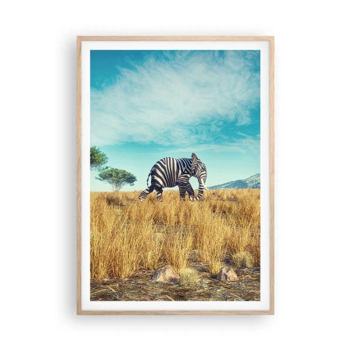 Plakat i ramme af lyst egetræ - Grå er ikke længere på mode - 70x100 cm