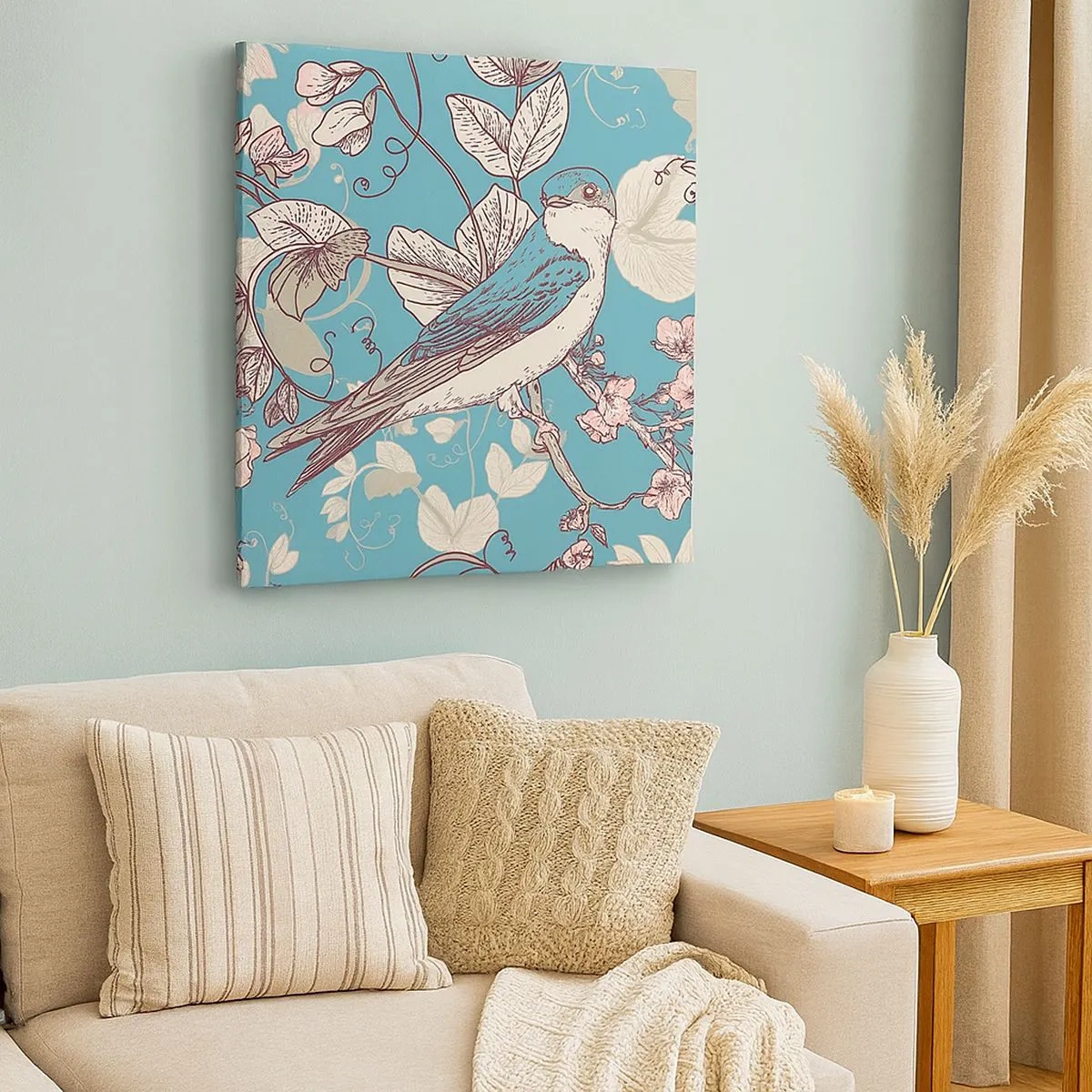 Lærredstryk - Billede på lærred - I de hvide skove kvidrende og sølvfarvede - 30x30 cm