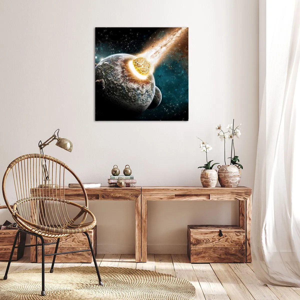 Lærredstryk - Billede på lærred - Udslettelse eller fødsel? - 70x70 cm