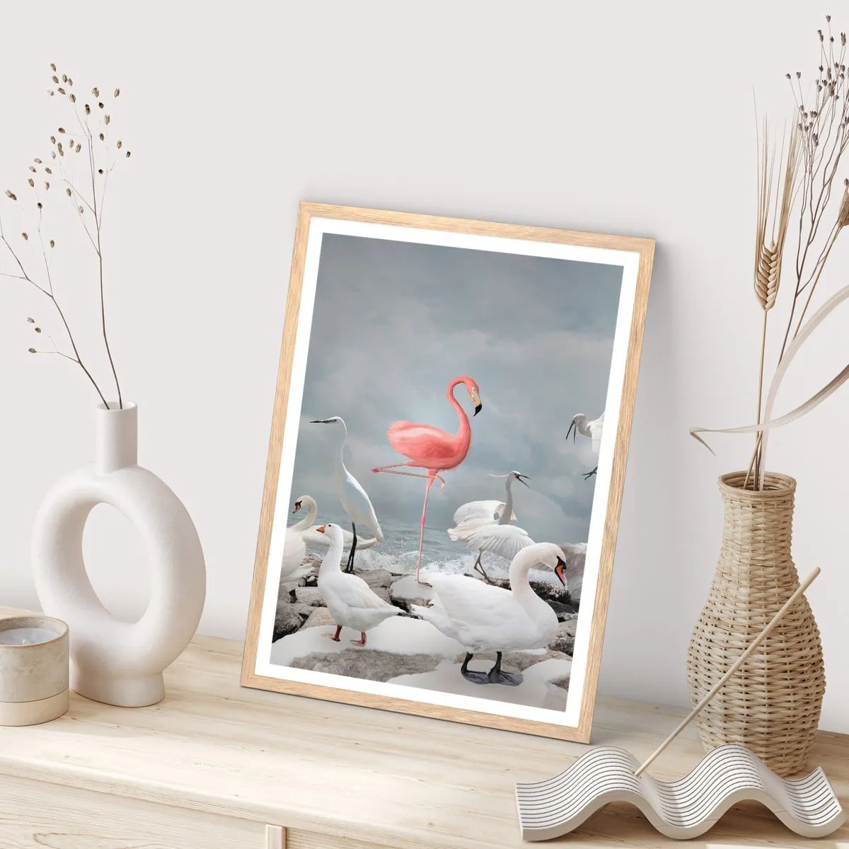 Plakat i ramme af lyst egetræ - Hvor kommer jeg fra? - 50x70 cm