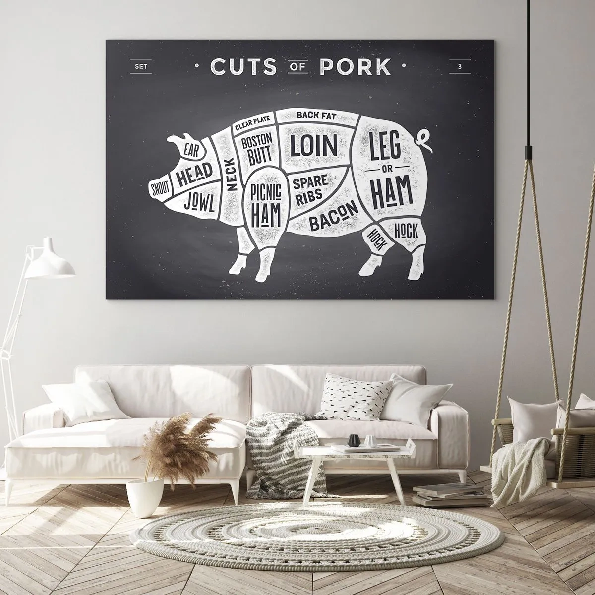Billede på glas - Slagterens grundbog - 120x80 cm