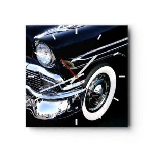 Vægur, Uret - Klassikere i sølv, sort og hvid - 30x30 cm