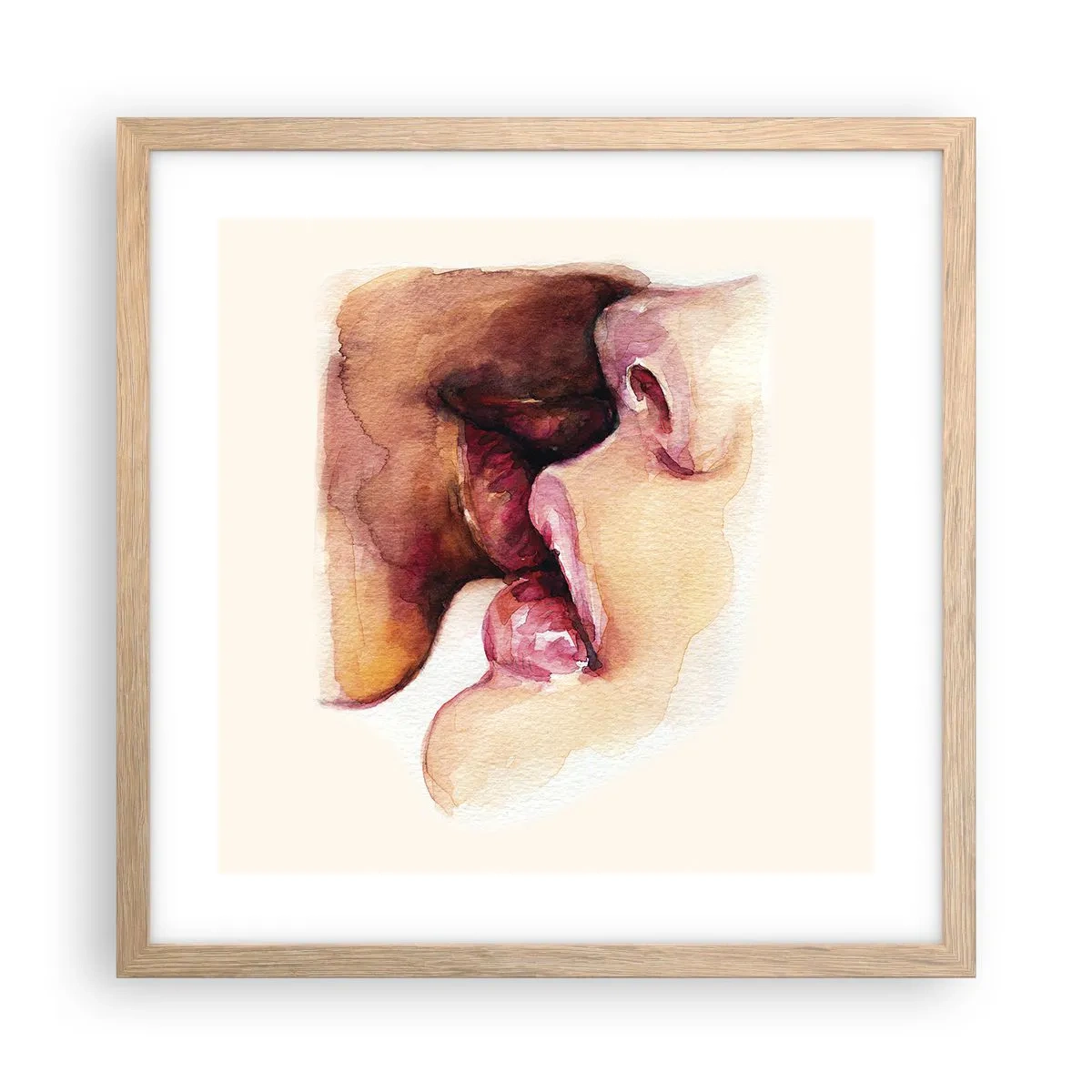 Plakat i ramme af lyst egetræ - Som nat og dag, jord og himmel - 40x40 cm