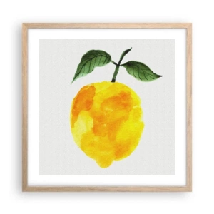 Plakat i ramme af lyst egetræ - Hvordan man kender smagen af solen - 50x50 cm