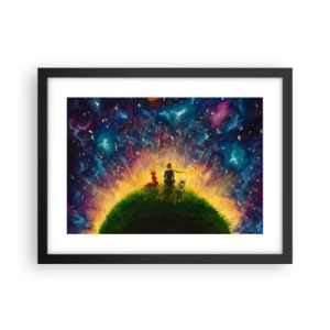Plakat i sort ramme - Kærlighed og venskab - hele verden - 40x30 cm