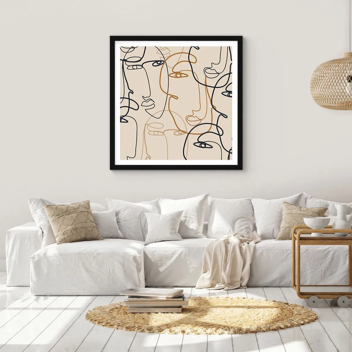 Plakat i sort ramme - Portræt ganget med hinanden - 30x30 cm