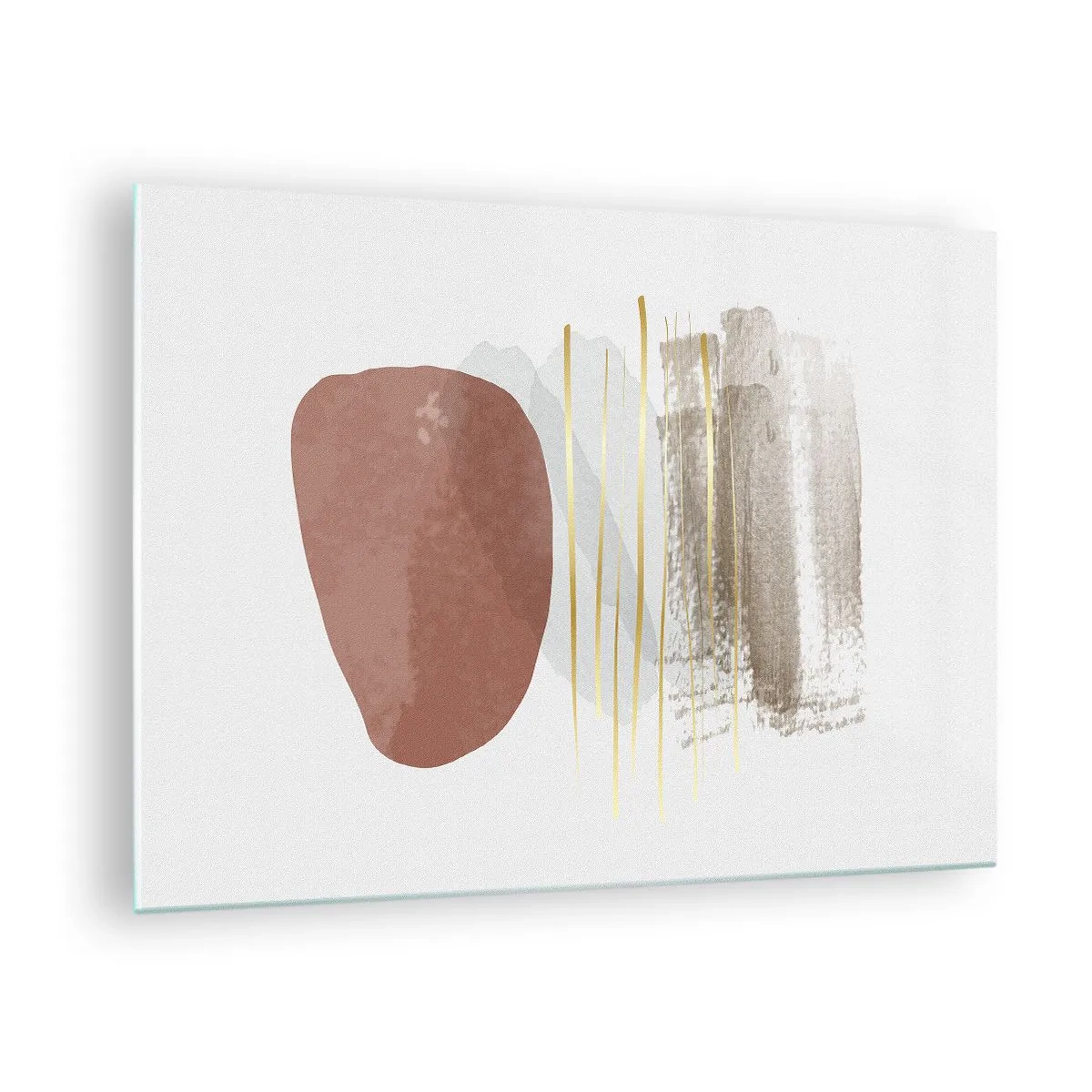Billede på glas - Minimalistisk abstraktion med beige og brune former - 70x50cm - Abstrakt kolonnade - Moderne vægdekoration til stue og soveværelse ARTTOR