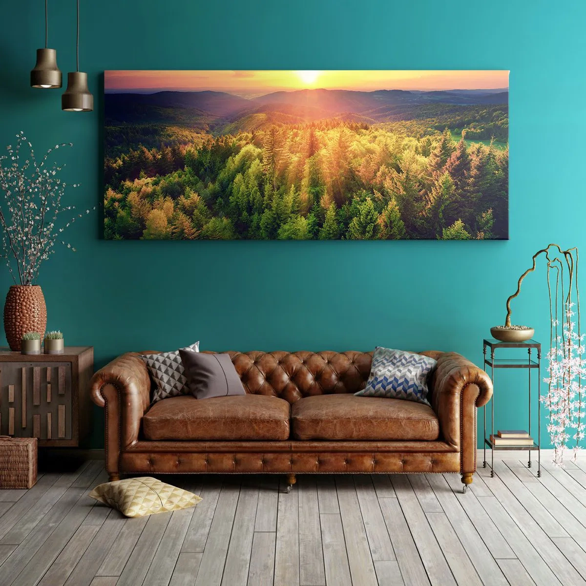 Lærredstryk - Billede på lærred - Toppe og bjergtoppe - 100x40 cm