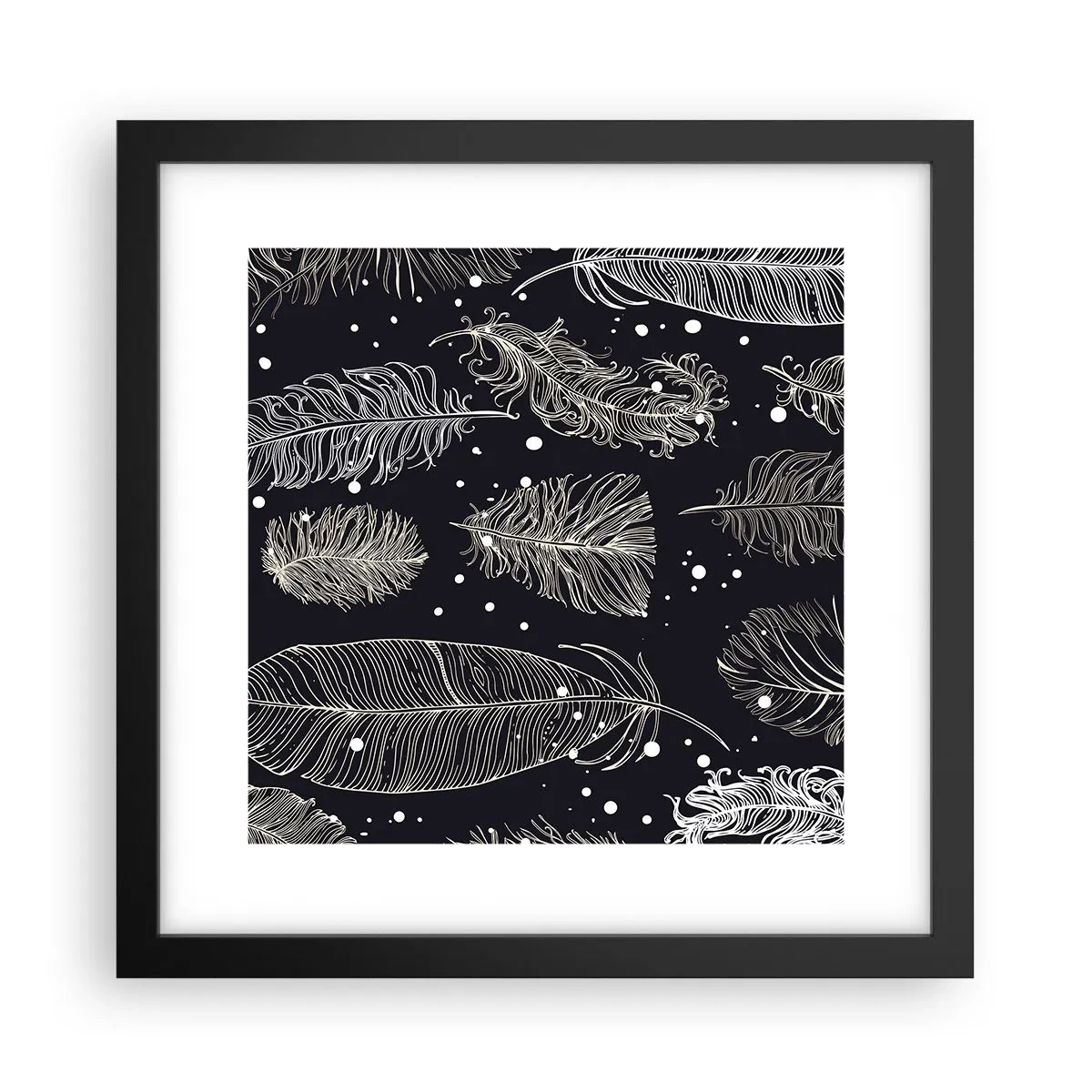Plakat i sort ramme - Fjerede blonder - 30x30 cm