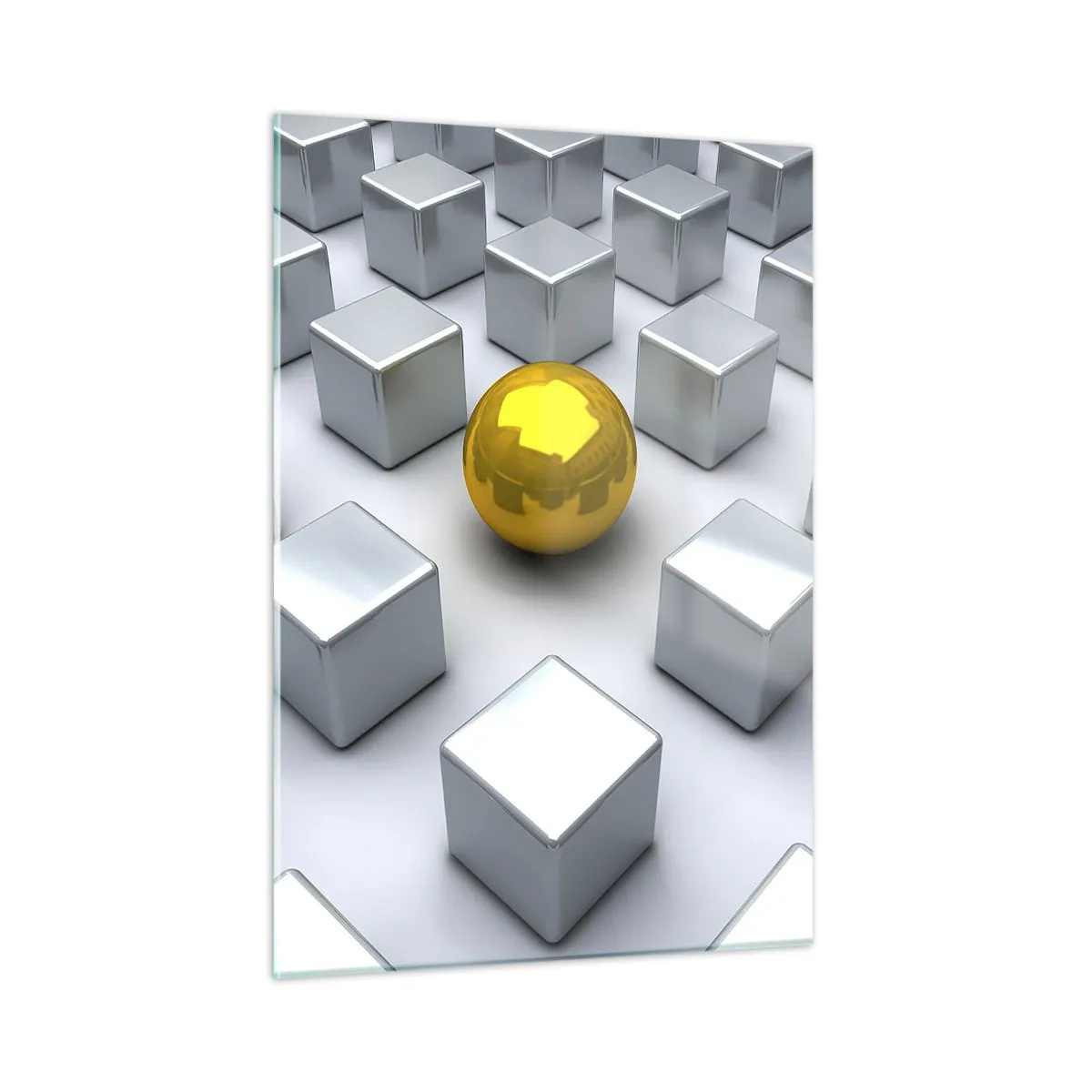 Billede på glas - Hvorfor mig? Geometrisk sammensætning - 50x70 cm