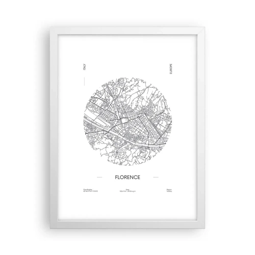 Plakat i hvid ramme - Anatomi af Firenze - 30x40 cm
