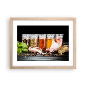 Plakat i ramme af lyst egetræ - For at livet kan smages - 40x30 cm