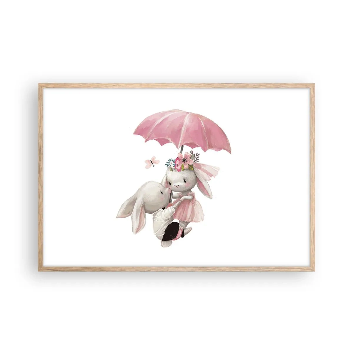 Plakat i ramme af lyst egetræ - Det er kærlighed - 91x61 cm