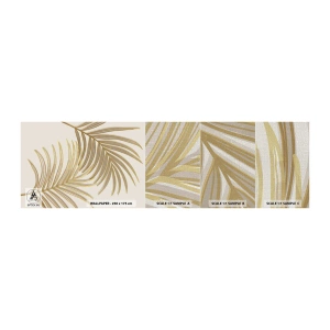 Prøve Fototapet Premium Canvas - Gylden palme! - Abstraktion, Palmeblad, Grafik - 100x30 cm