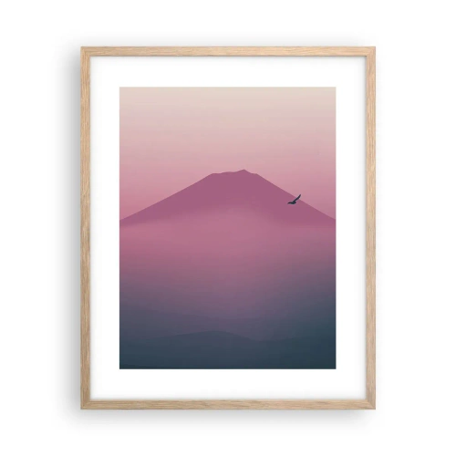 Plakat i ramme af lyst egetræ - Vandrer over skyerne - 40x50 cm