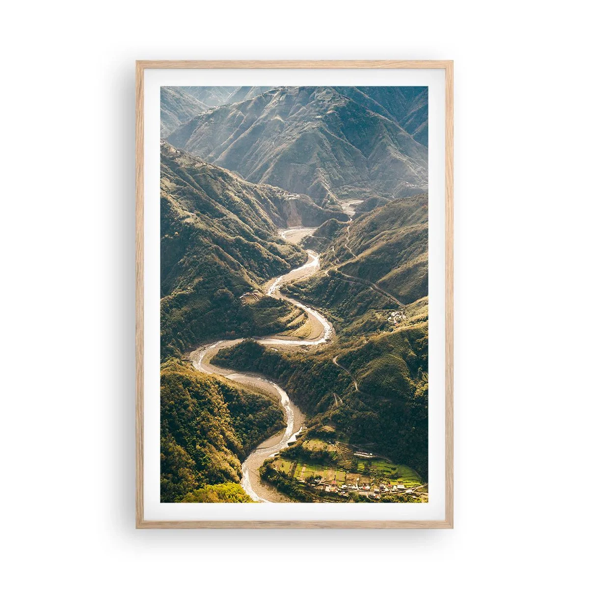 Plakat i ramme af lyst egetræ - Direkte fra hjertet af bjergene - 61x91 cm