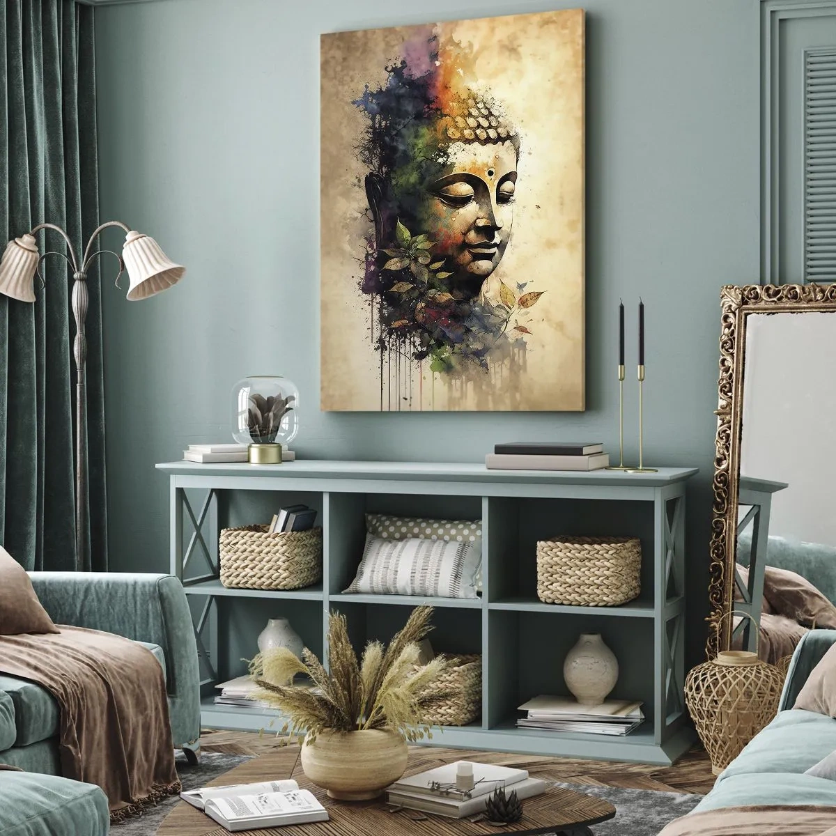 Lærredstryk - Billede på lærred - Namaste! - 55x100 cm