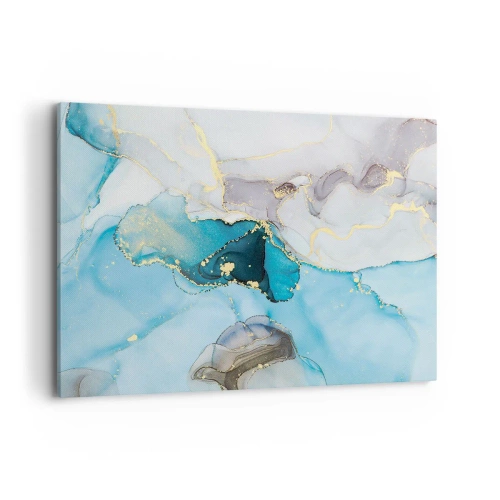 Lærredstryk - Billede på lærred - En undersøgelse af mødet mellem grå og turkis - 100x70 cm