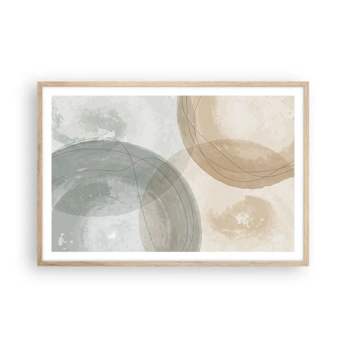 Plakat i ramme af lyst egetræ - Gennemtrængning af verdener - 91x61 cm