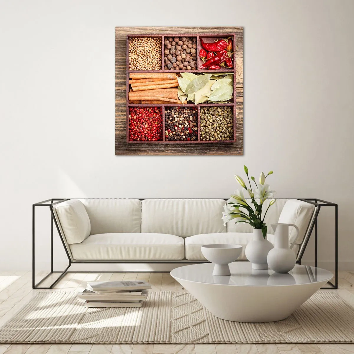 Billede på glas - Orden af former, duftbuket af aromaer - 70x70 cm