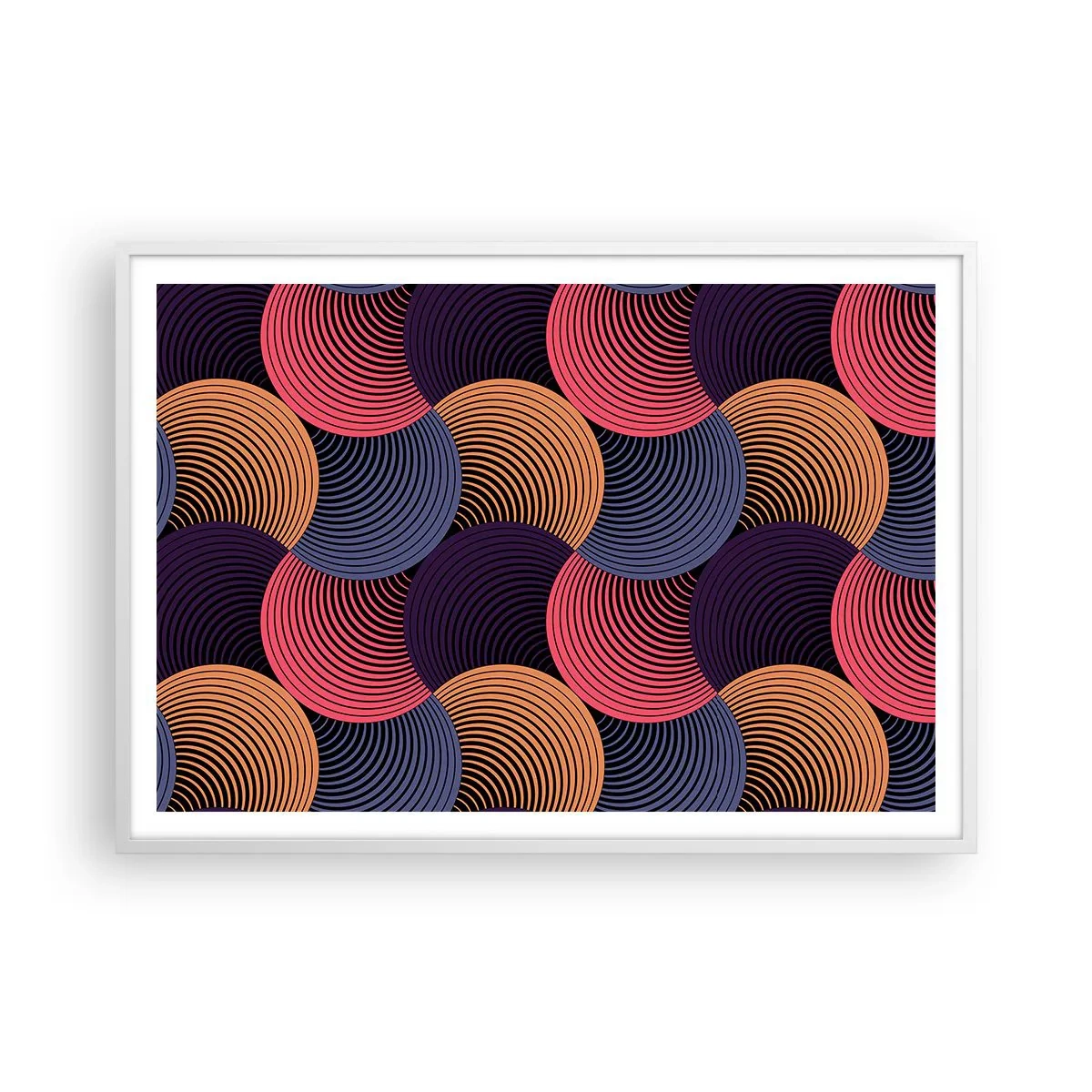 Plakat i hvid ramme - I en cirkulær rytme - 100x70 cm