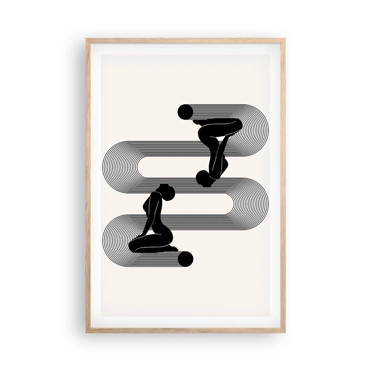 Plakat i ramme af lyst egetræ - Sensuel symmetri - 61x91 cm