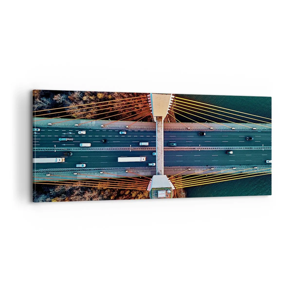 Lærredstryk - Billede på lærred - Bag vandet, bag skovene - 100x40 cm