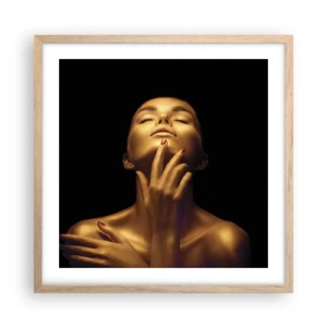 Plakat i ramme af lyst egetræ - Som gylden silke - 50x50 cm