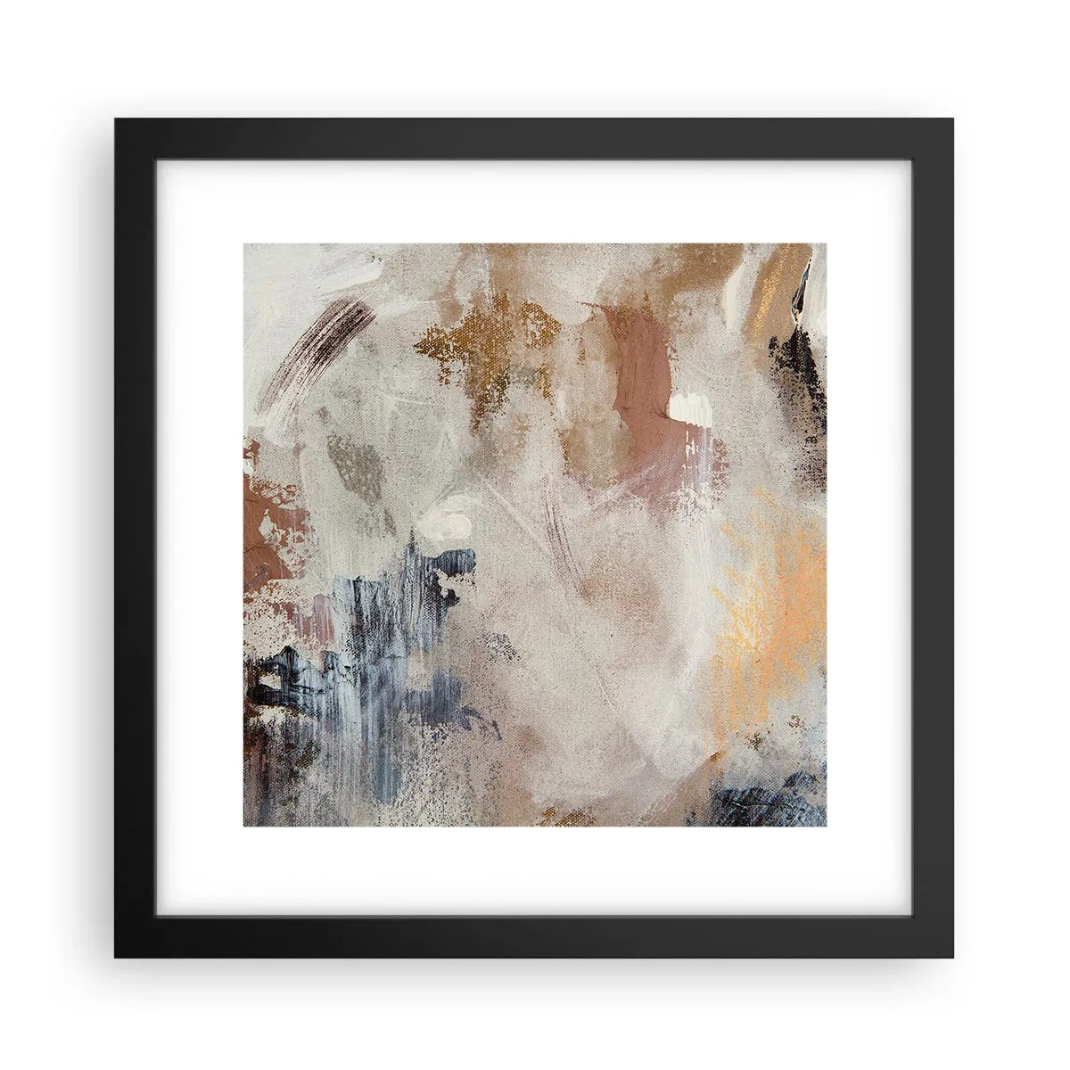 Plakat i sort ramme - Tågeagtig abstraktion - 30x30 cm