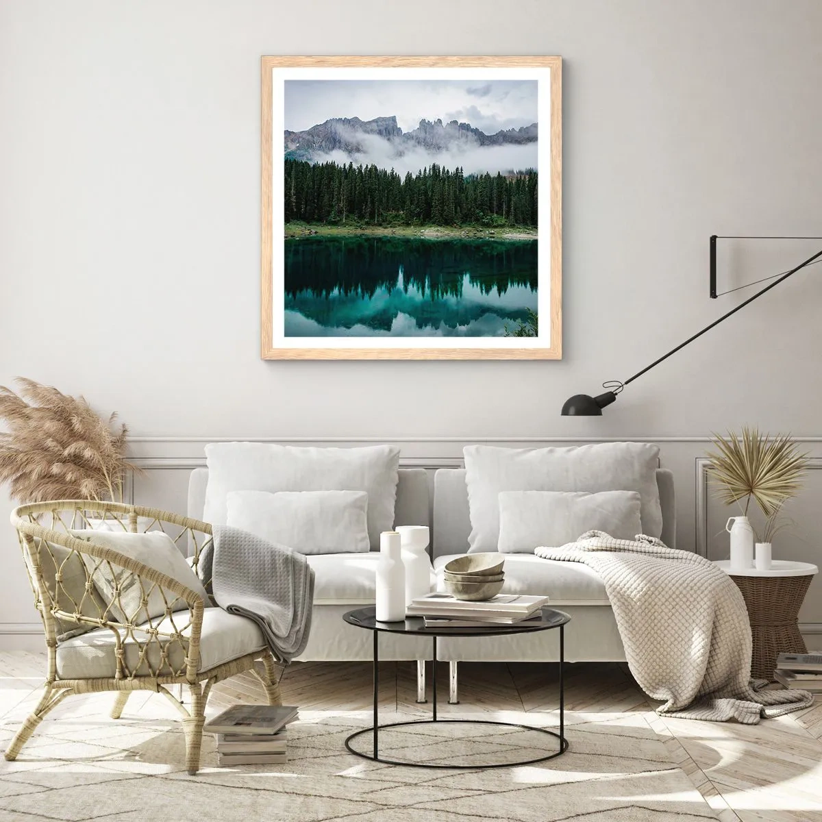 Plakat i ramme af lyst egetræ - Hys, tys, lad os ikke vække sovevandet... - 40x40 cm