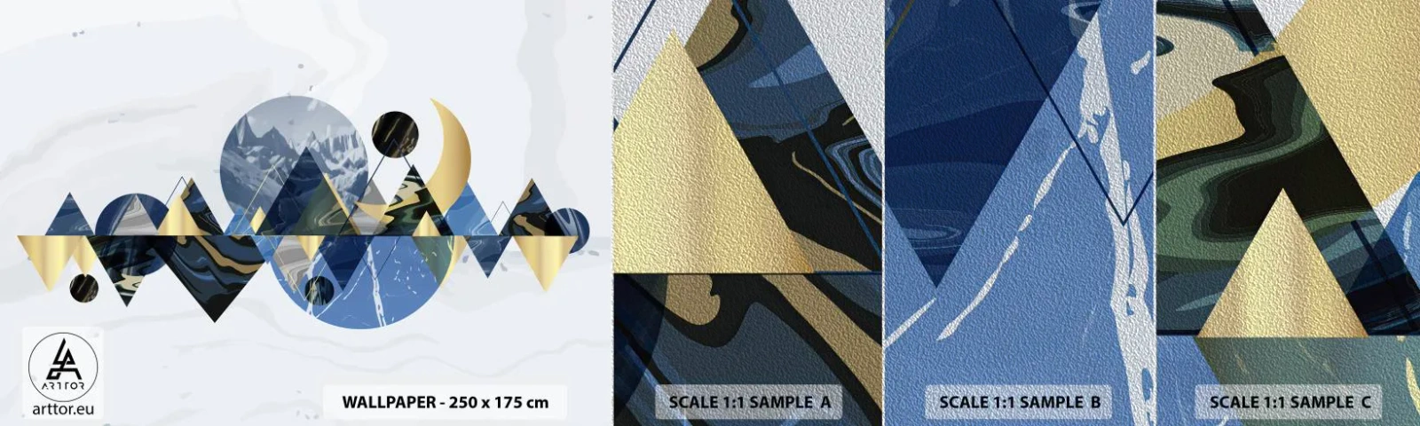 Prøve Fototapet Premium Sand - Geometrisk landskab - Abstraktion, Bjerge, Stykke - 100x30 cm