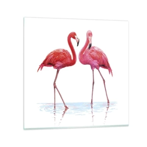 Billede på glas - Lyserødt randez-vous - 60x60 cm