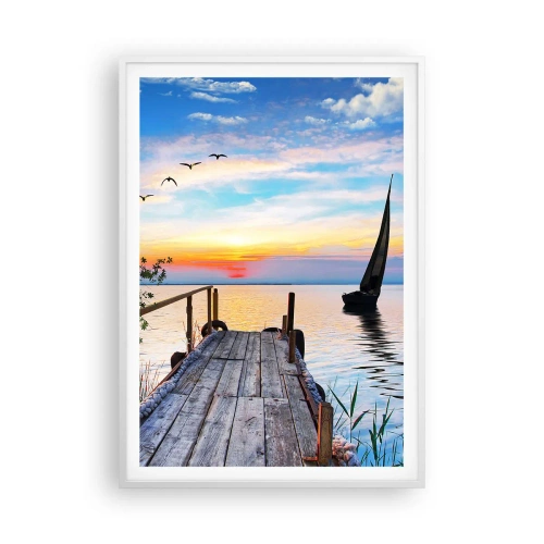 Plakat i hvid ramme - Godaften - 70x100 cm