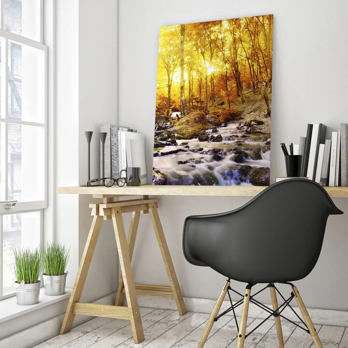 Billede på glas - Sten indfattet i guld og platin - 50x70 cm