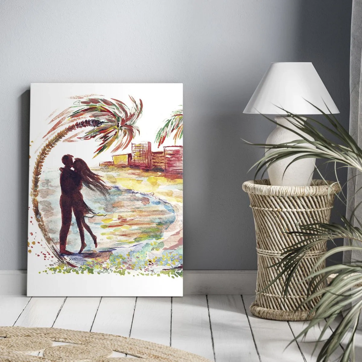 Lærredstryk - Billede på lærred - Romantisk ferie - 50x70 cm